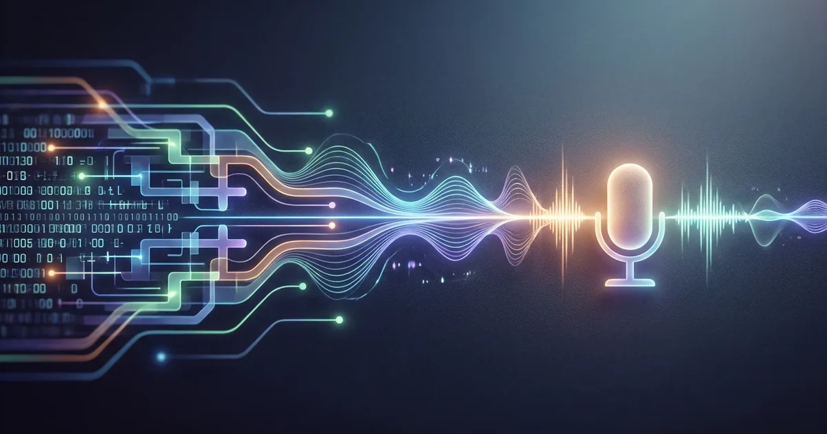 Illustration of streaming text being converted into natural audio inside a voice agent pipeline